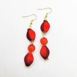 Red bead drop earrings